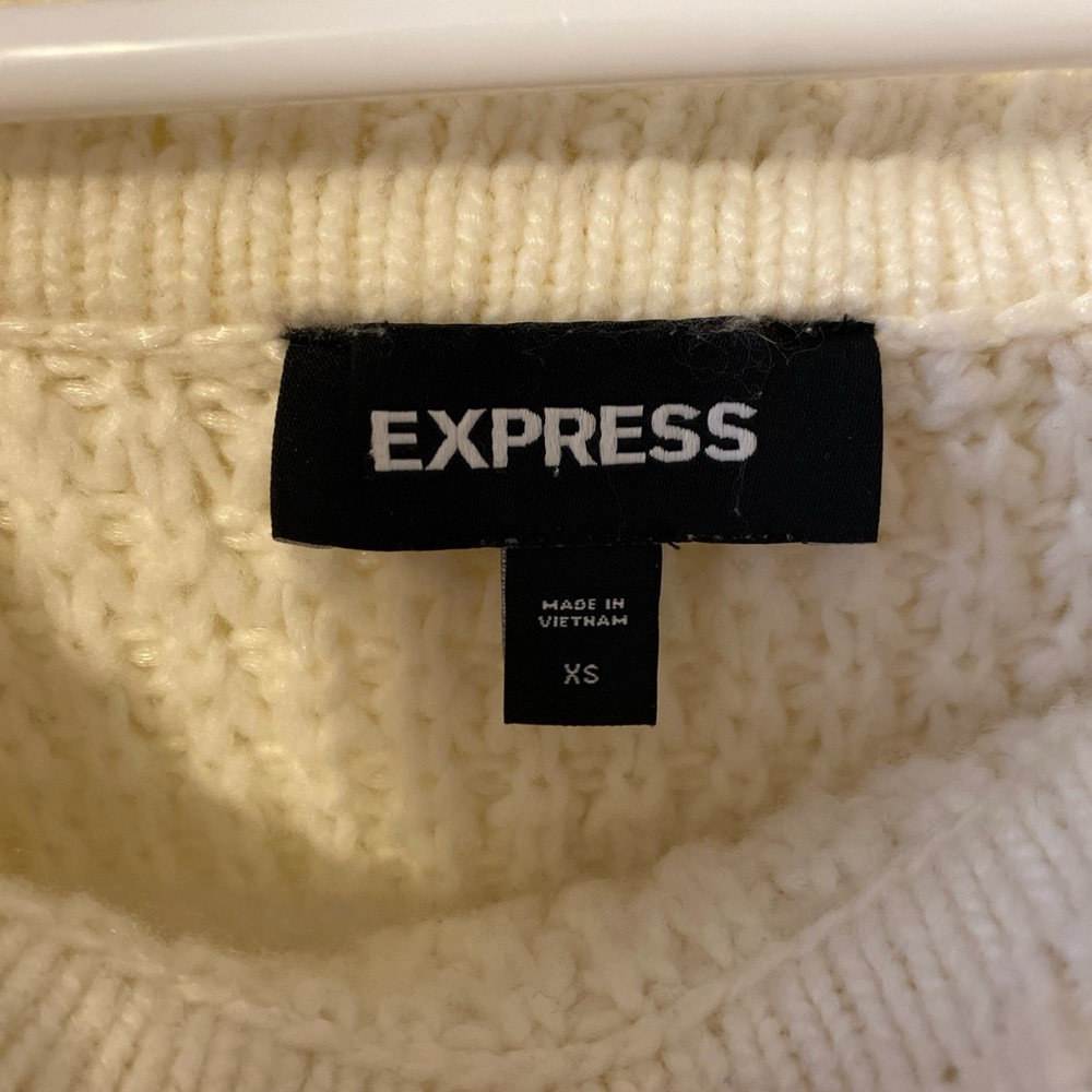 Express Off-Shoulder White Sweater - Picture 2 of 3